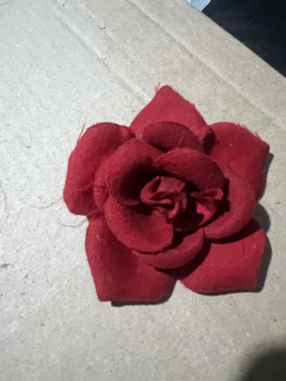 Red Fabric Flower Brooch